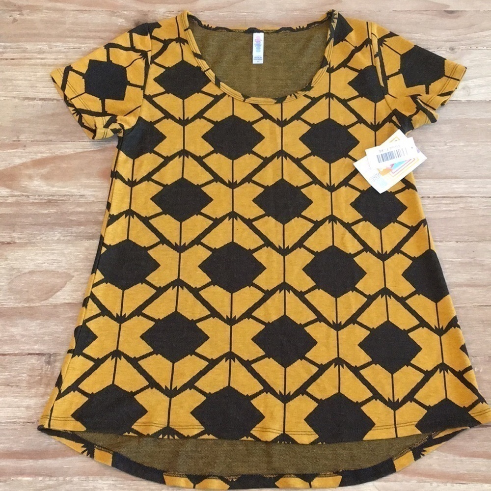 LuLaRoe CLASSIC T Jacquard Mustard Gold Aztec XS